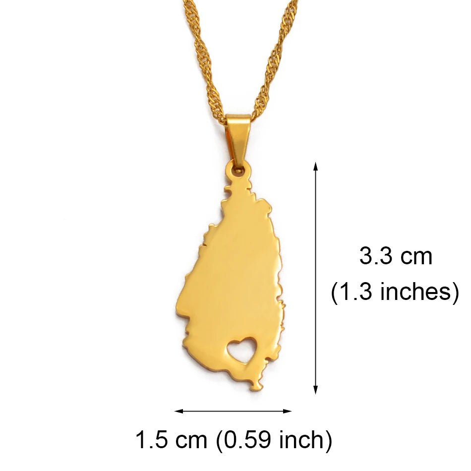 Saint Lucia Map Necklace
